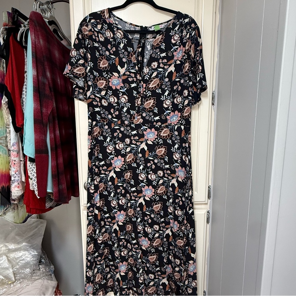 JustFab Floral Navy Print Dress
